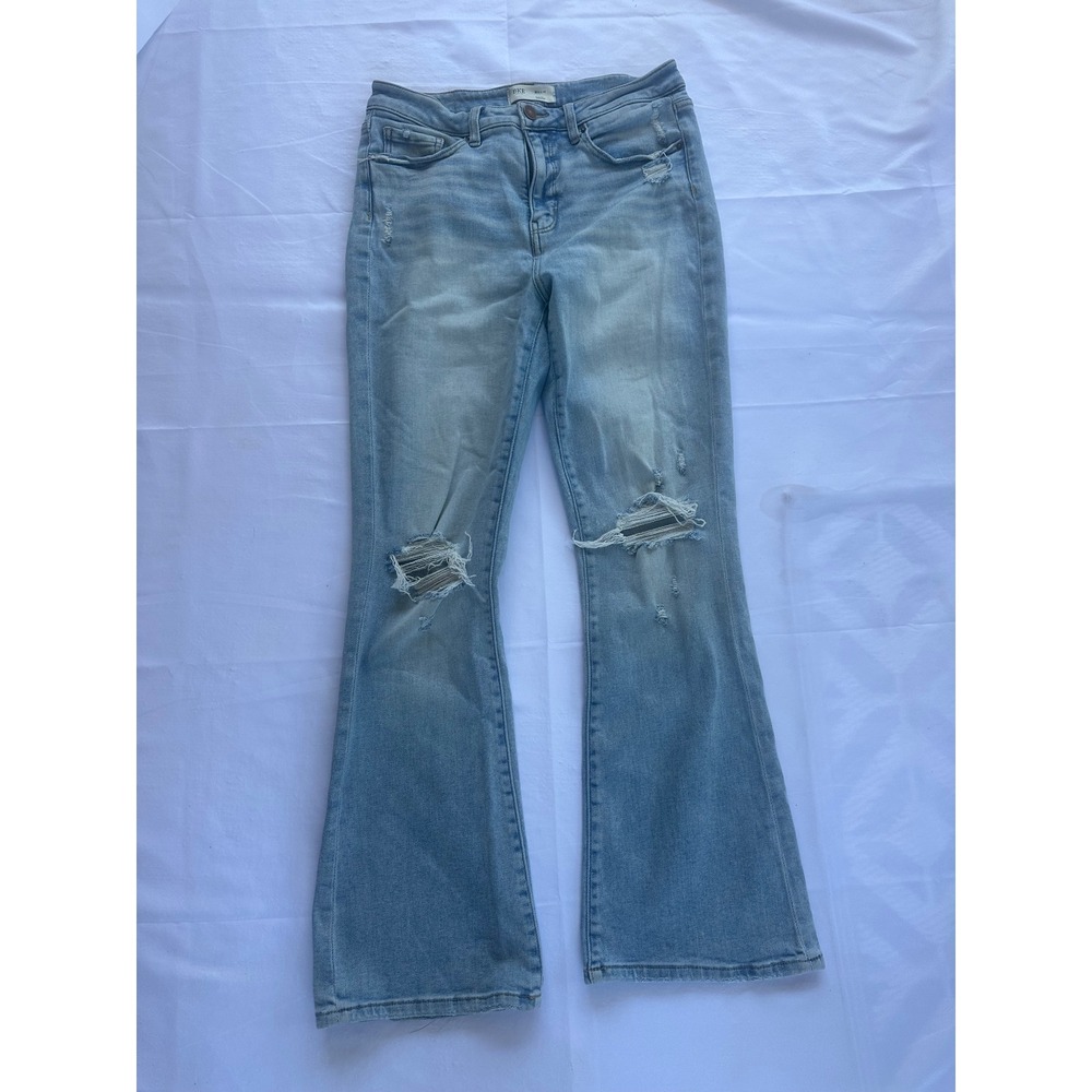 BKE Billie High Rise Bootcut Jeans Slim Fit Distressed Light Wash 30 x 31.5